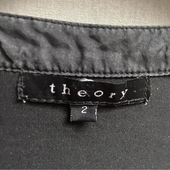 Theory silk rayon 1/2 button tunic pleated dress top Sz 2 - Picture 5 of 9